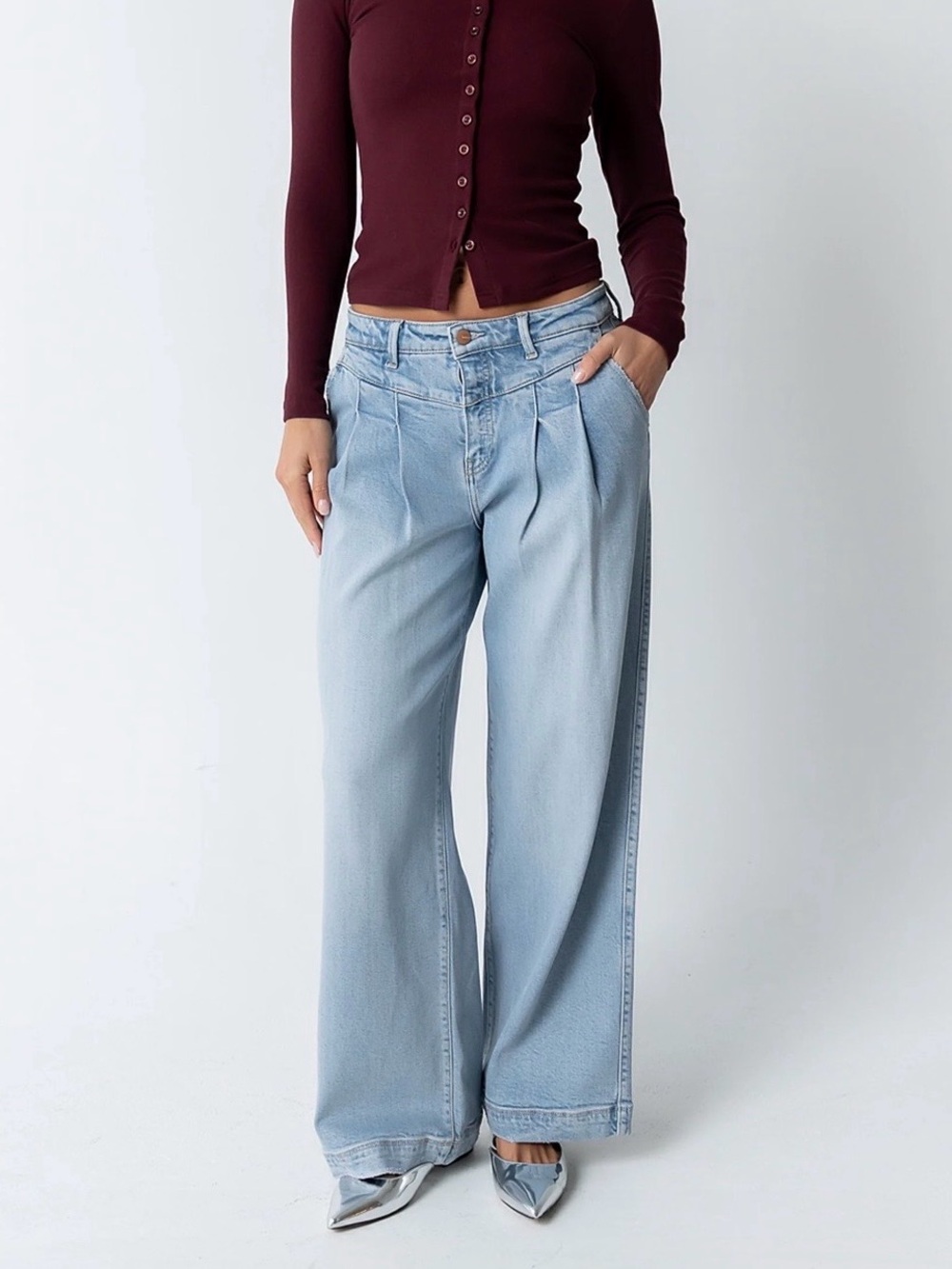 Bohme Stella Pleated Baggy Jeans
